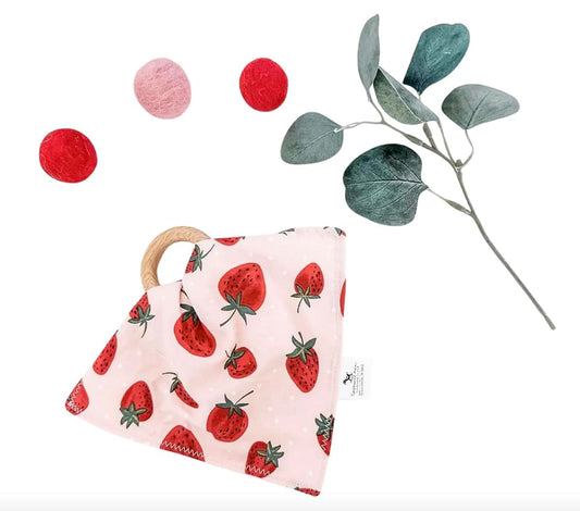 Tumbleweed Babies Berry Sweet Strawberry Baby Crinkle Paper, Baby Crinkle Teether
