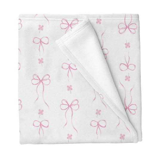 Cstdyfrv Pink Bows Boho Flowers Baby Blankets for Boys Girls Watercolor Bows Floral Soft Infant Toddler Newborn