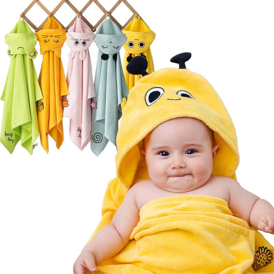 Milk Moo Soft Cuddles Milk&Moo Baby Hooded Towel, 100% Organic Turkish Cotton, Ultra Absorbent Bath Towel with Hood