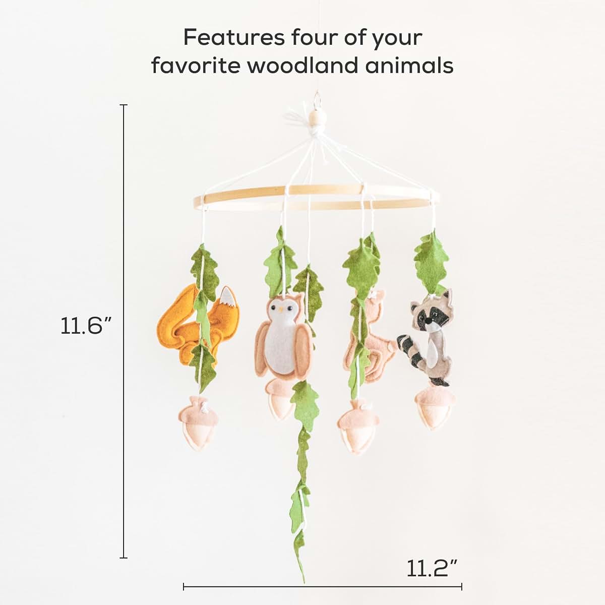 First Landings Woodland Baby Mobile for Crib with Forest Animals