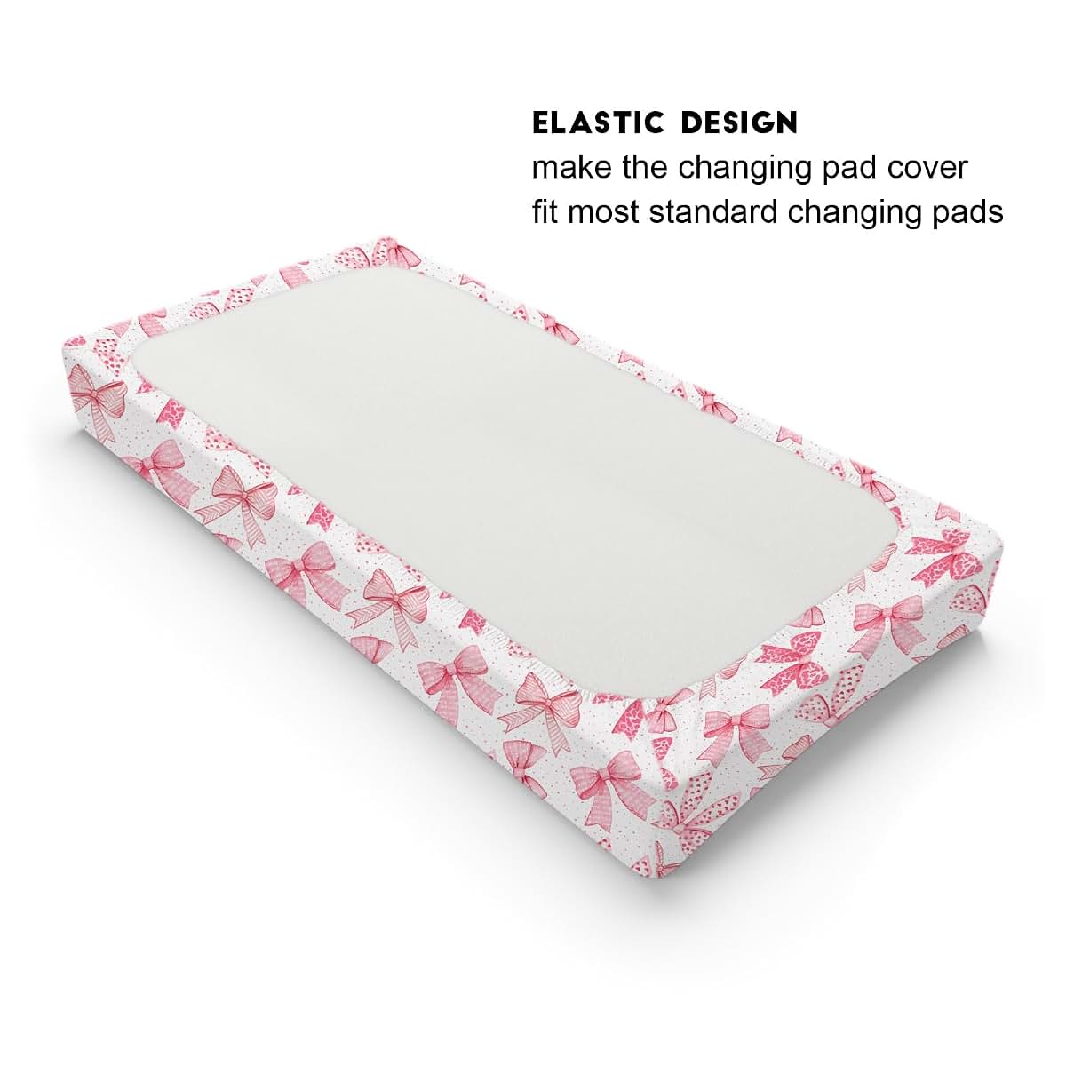 Pink Valentine's Bow Changing Pad Cover for Baby Diaper Mats