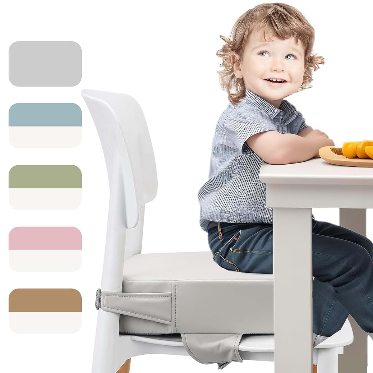 E1F1NN DOT Toddler Booster Seat for Dining Table, Portable with Safety Buckles and Non-Slip Bottom
