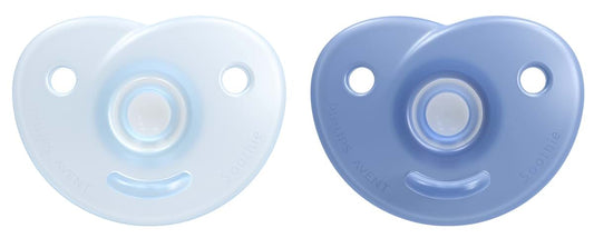 Philips Avent Soothie Heart Baby Pacifier, 3-18 Months, Blue, 2-Pack