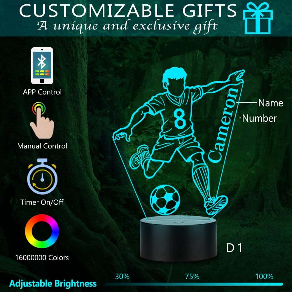 CTMade Personalized Soccer Table Light With Custom Name (photo 2)