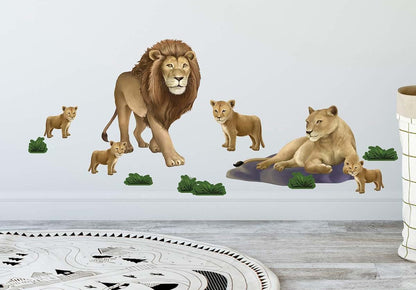 Create-A-Mural Jungle Animal Wall Decals Lion Family Peel & Stick Vinyl Stickers