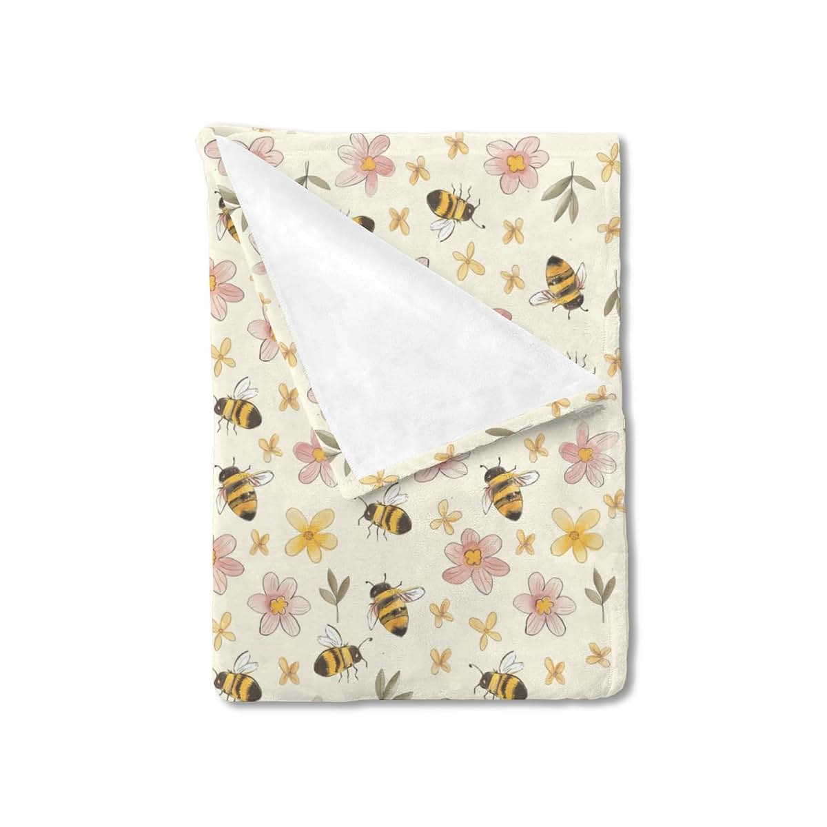 KuphiL Watercolor Bee Nursery Baby Throw Blanket, Floral Swaddle Receiving Blanket