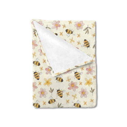 KuphiL Watercolor Bee Nursery Baby Throw Blanket, Floral Swaddle Receiving Blanket