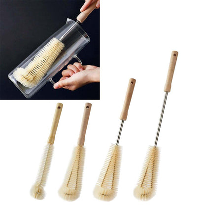 BOGEEL Wood Handle Brush L-Shaped Baby Bottle Brush Gadget for Home Kitchen Glass Cup Water Bottle (photo 2)