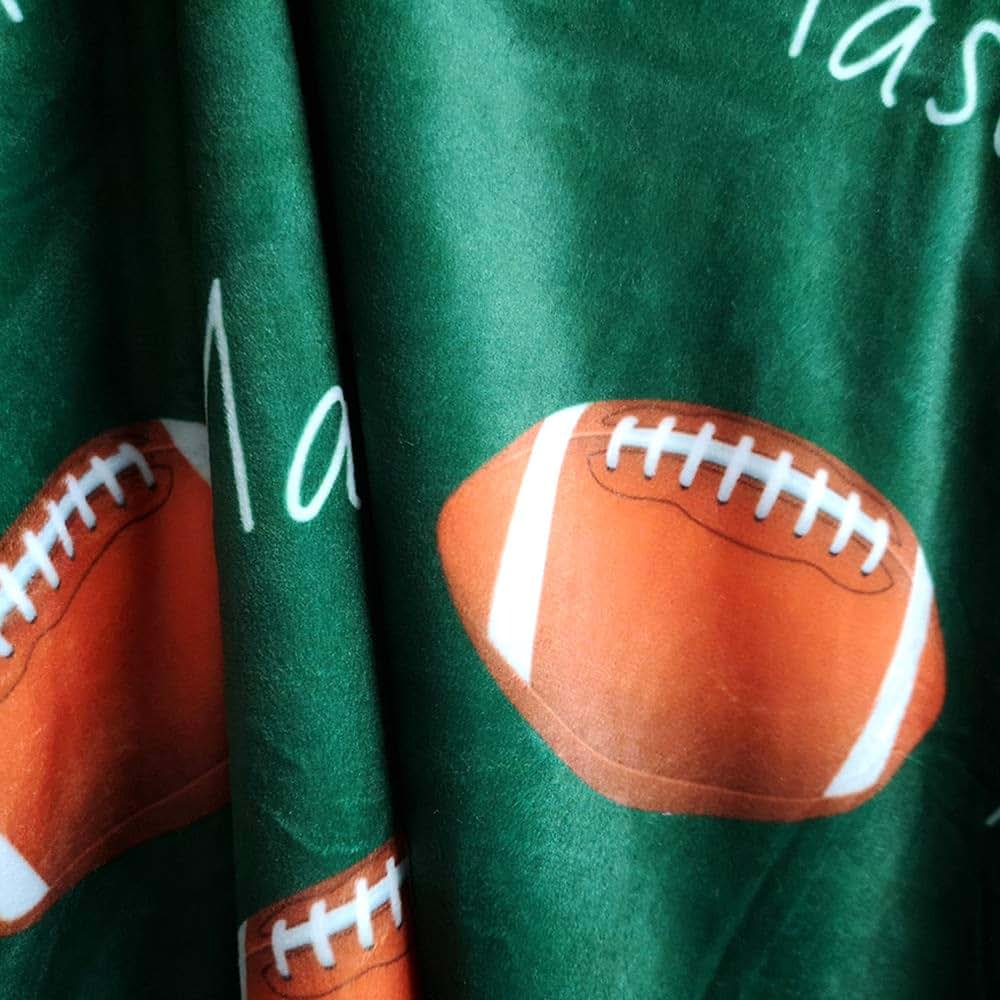 NICTIMEID Custom American Football Blanket for Boys Personalized with Baby Name - Sherpa Fleece Blanket Newborn Gift (photo 3)