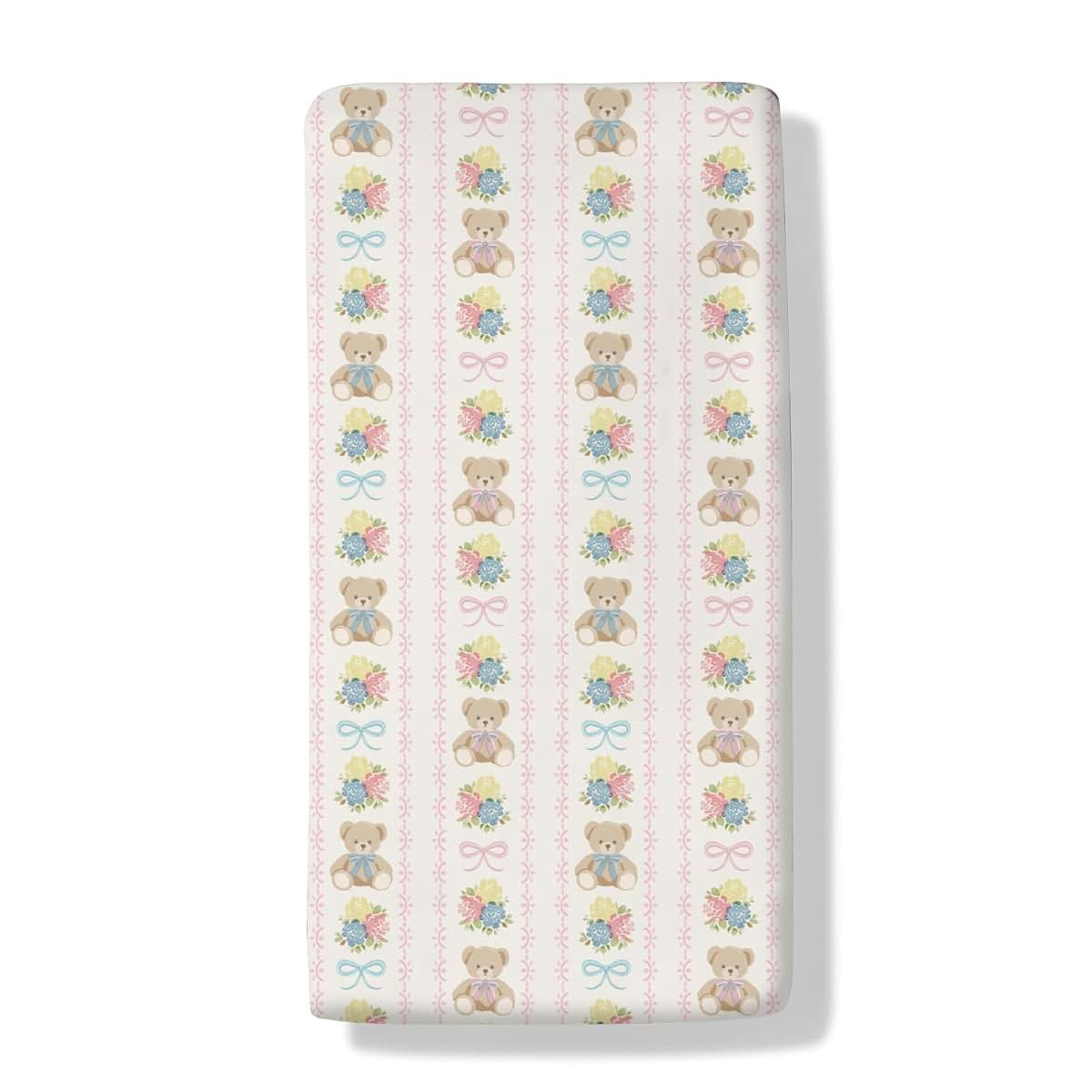Cstdyfrv Cute Bears Boho Flowers Fitted Crib Sheet for Standard Mattresses