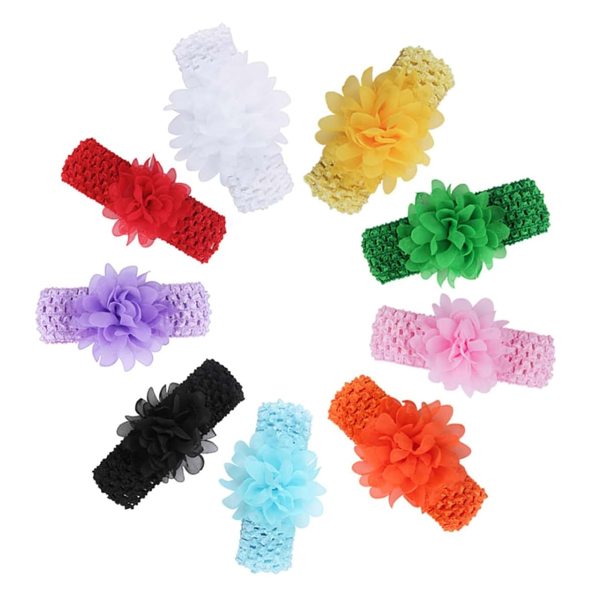 BIUDECO Soft Nylon Flower Pattern Headband for Baby Girls