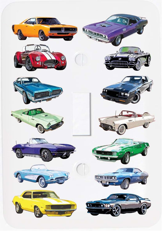 Presto Wall Decals American Muscle Car Light Switch Plate Covers and Outlet Covers Classic Race Car Room Decor (Single