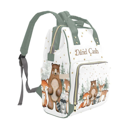 NZOOHY Woodland Animals Bear Deer Personalized Diaper Bag,Custom Name Diaper Backpack Mommy Nursing Bag for Baby Nappy (photo 2)