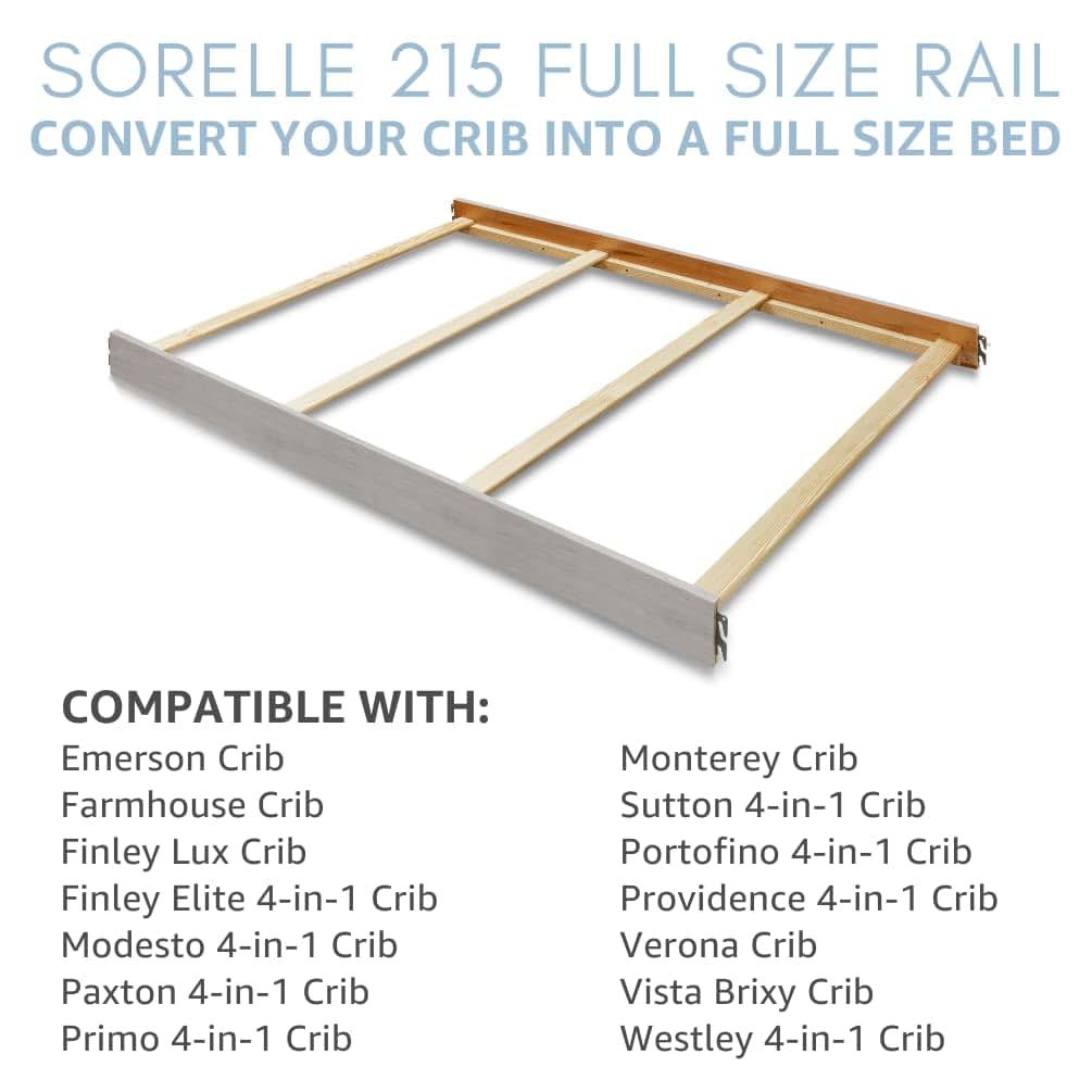 Sorelle Furniture Toddler & Full-Size Bed Adult Rails, Conversion Kit, Wood Bed Rail for Crib, Converts to Toddler Bed