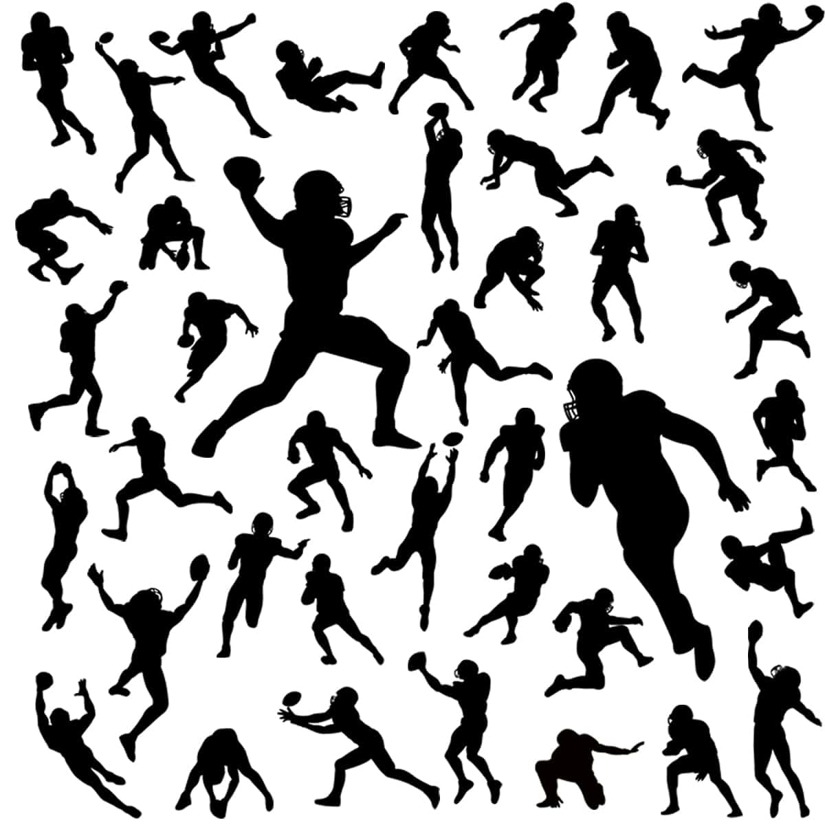 Sport Player Vinyl Wall Decals - Removable Football Silhouette Stickers
