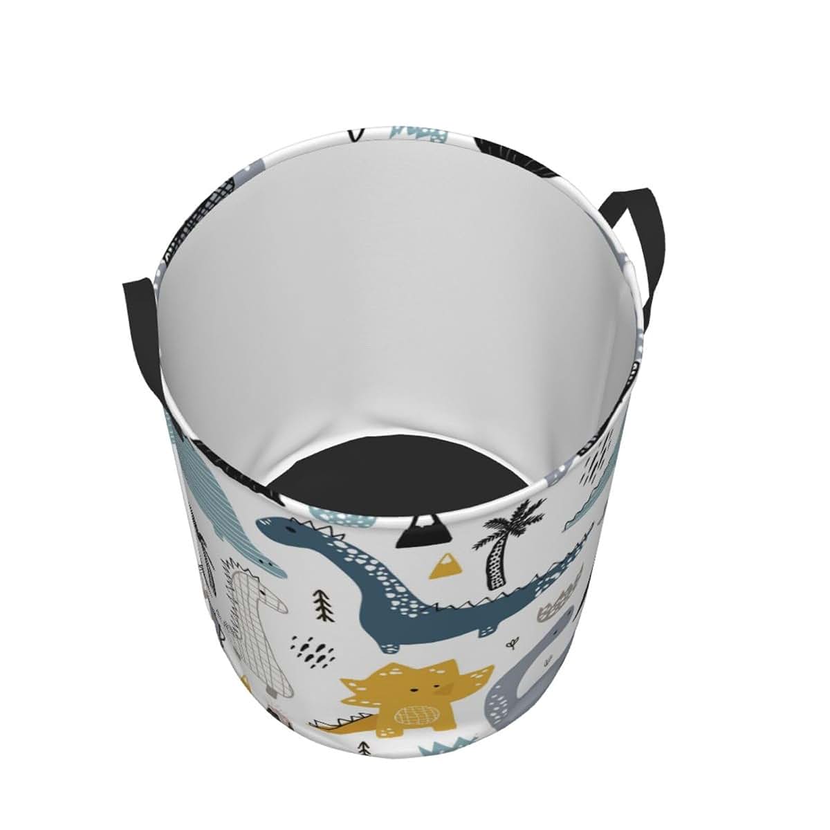 EDNEY Hand Drawn Dinosaur Laundry Basket Waterproof Foldable Laundry Hamper with Durable Handle Round Storage Bin Dirty (photo 3)