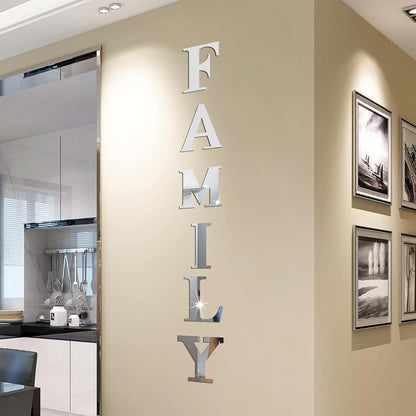 DTLIFEK 3D Acrylic Mirror Family Wall Decal Letters