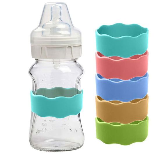 JMYDecor 5PCS Silicone Baby Bottles Band for Daycares Writable & Bottles Name Label Reusable,Easy Grip Cup Band for
