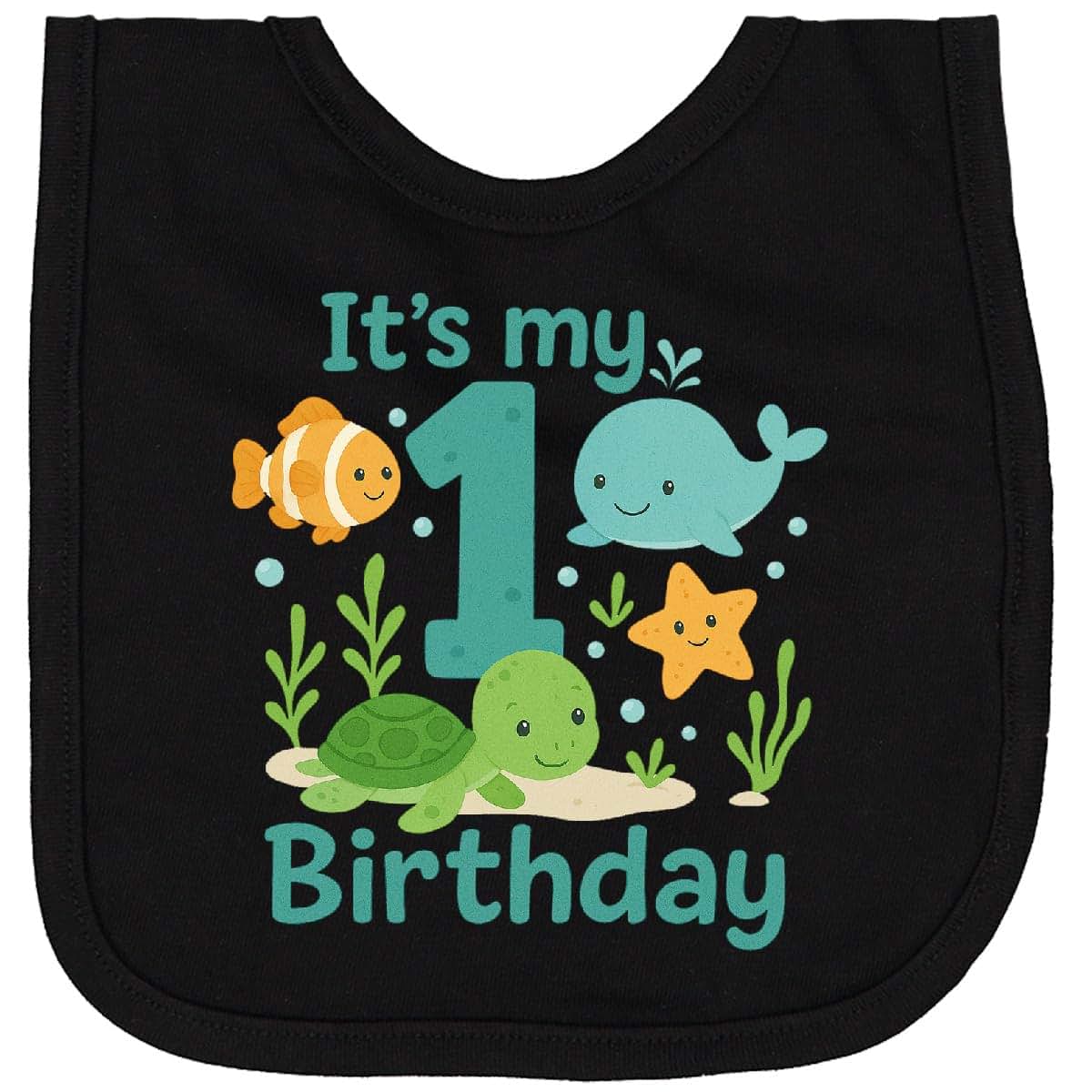 Inktastic Ocean First Birthday Newborn Sea Creatures Bib