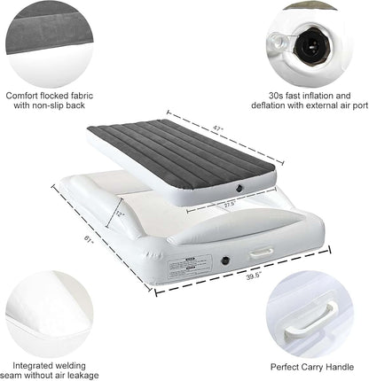 Inflatable Toddler Travel Bed with Safety Sides and Electric Pump