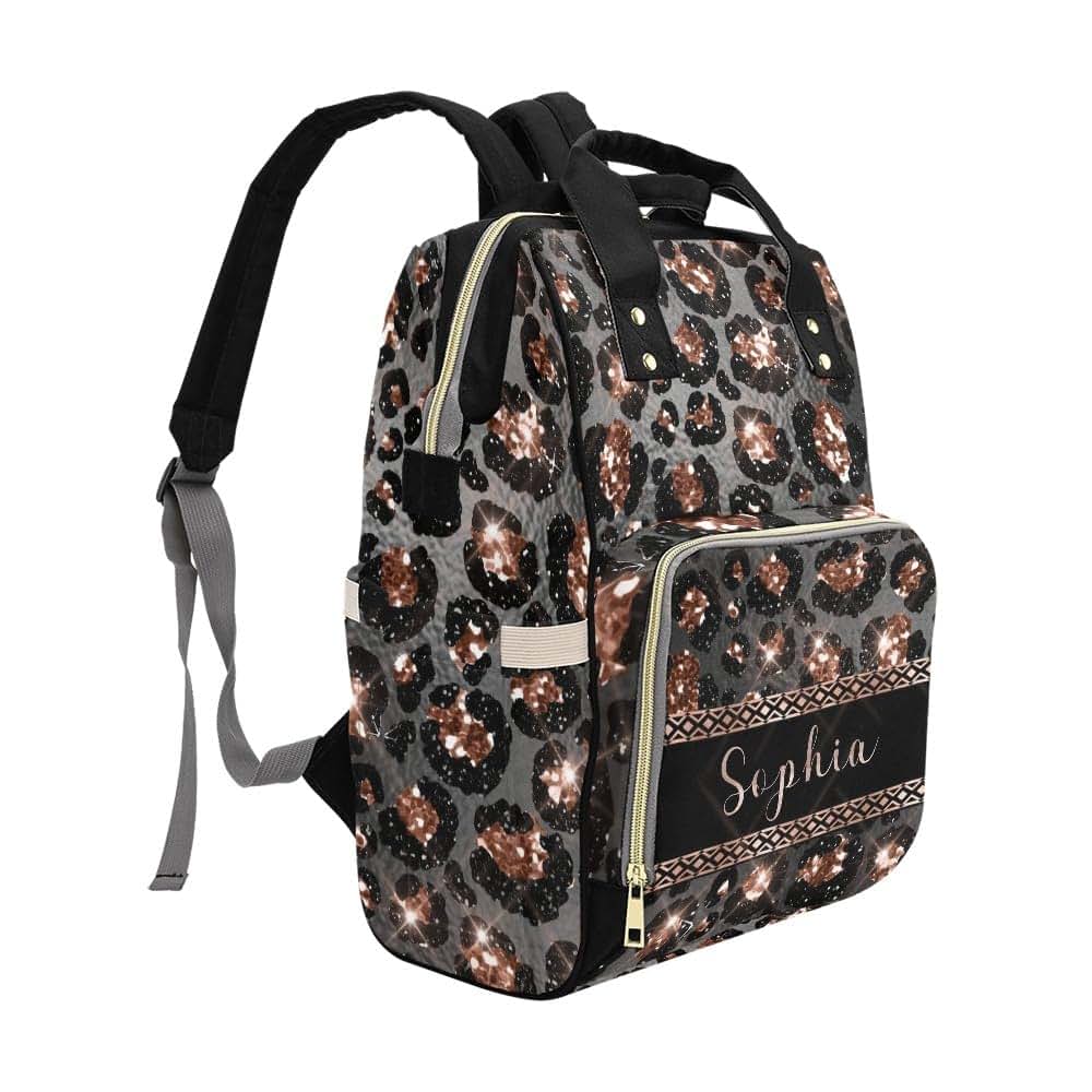 YallLocoMo Personalized Diaper Bag Backpack Gift Leopard Rose Gold Glitter1 Ultimate Nappy Bag: Spacious, Waterproof & (photo 3)