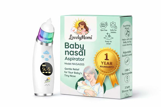 LovelyMomi Baby Nasal Aspirator, for Baby & Toddlers-Waterproof Nose Cleaner, 3 Soft Silicone Tips, Adjustable Suction