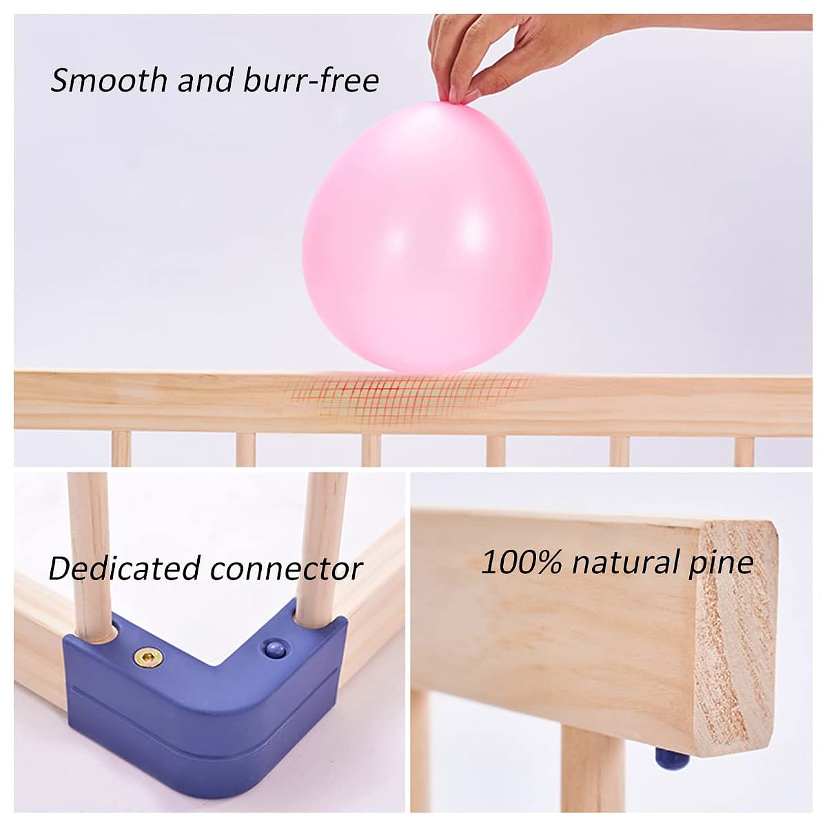Jolan Baby Playpen Wooden,Indoor Outdoor Baby Fence,Crawling Playpen,Toddler Kids Large Safety Activity Center (photo 3)