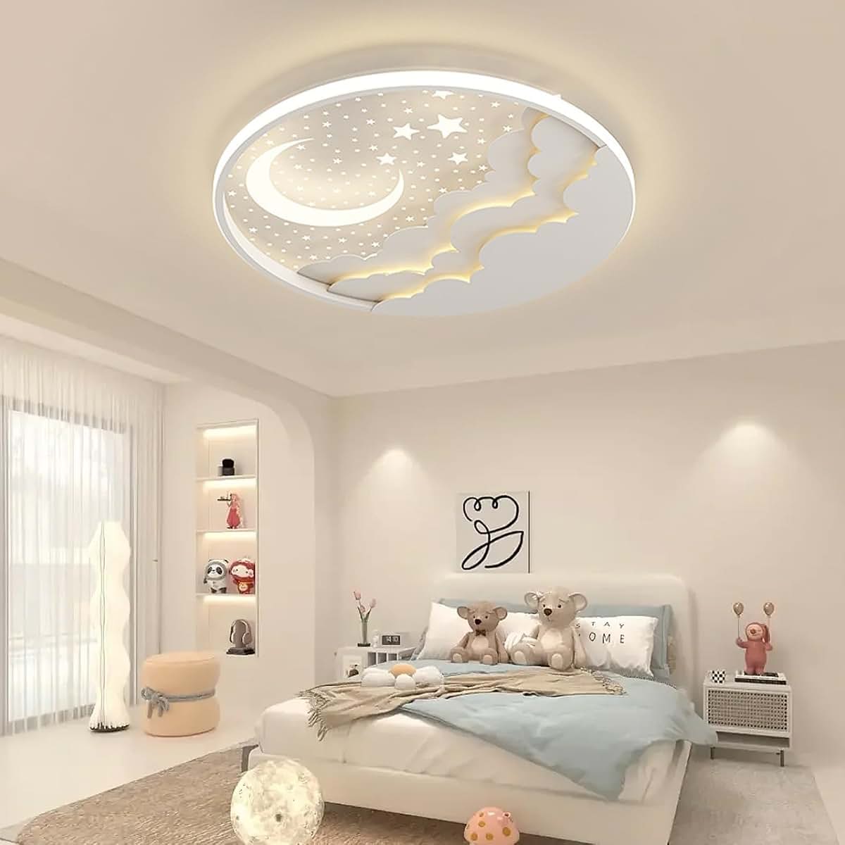 GYJNRG Ultra-Thin LED Ceiling Light, Dimmable Star Moon Lamp
