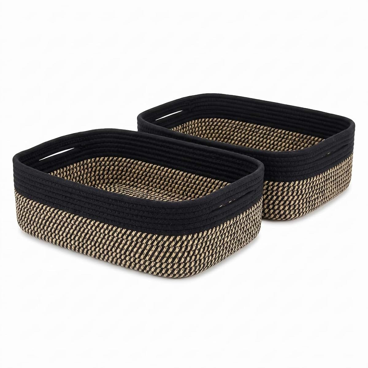 Britwicfr Shallow Woven Storage Basket 2 Pack