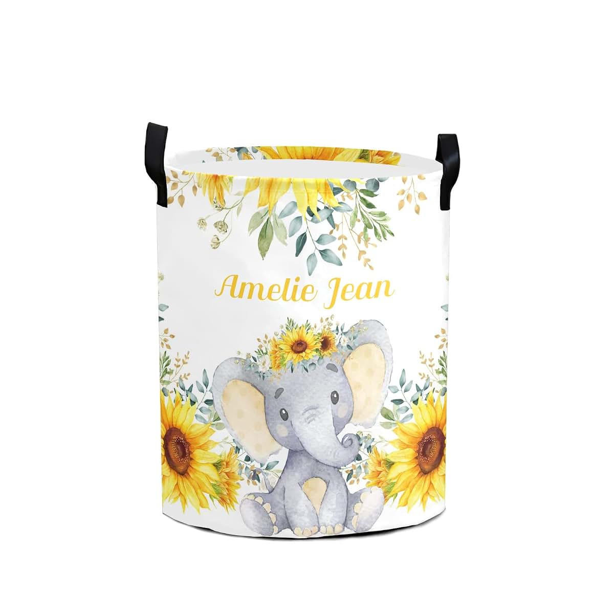 Joyestore Elephant Watercolor Sunflowers Storage Bin And Laundry Hamper