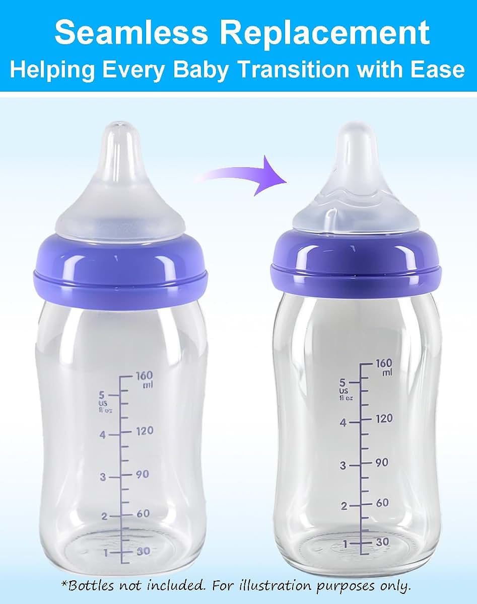 Honeykin Replacement Nipples for Lansinoh Baby Bottles, Soft Silicone Nipples for Bottle Feeding and Breastfeeding (photo 2)