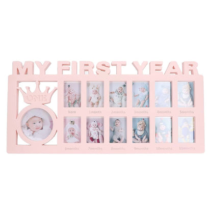 01 02 015 My First Year Picture Frame, Monthly Exquisite Baby Keepsake Frame Stable Decorative Baby Photo Frame with 12