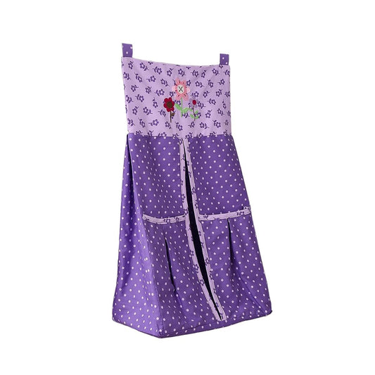 JAHbaby 1 PC Nursery Crib Hanging Diaper Organizer Bag Purple Embroidery Flower Diaper Stacker Bag Large Capacity with