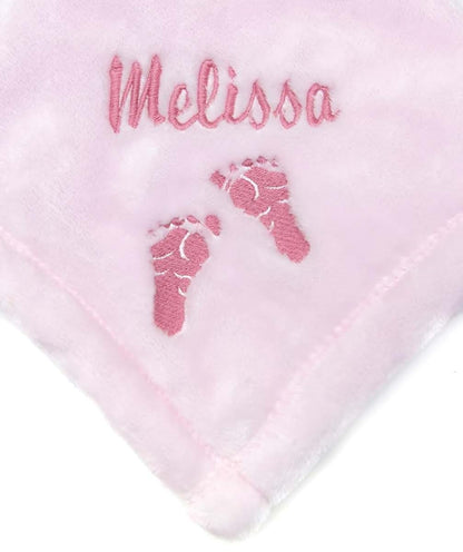 Personalized Giftware Personalized Monogrammed Embroidered Baby FEET Tahoe Fleece Blanket~ Make it Special! (Light Pink)