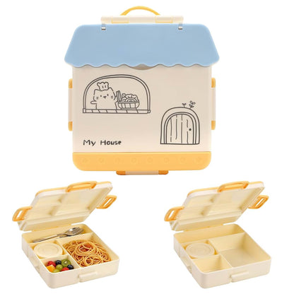 QINGQIUYUDA Airplane Snack Container, 4-Compartment Mini Snackle Box with Handle