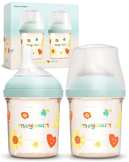 Moyuum MOV.aa Premium PPSU Wide Neck Baby Bottle 5 Oz 2 Pack Mint
