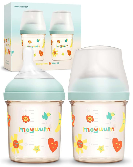 Moyuum MOV.aa Premium PPSU Wide Neck Baby Bottle 5 Oz 2 Pack Mint