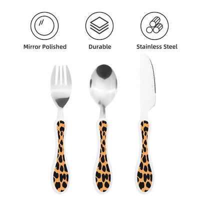 SSYGHT Leopard print Print Knife, Fork and Spoon Set - Stainless Steel Flatware Set, Silicone Handle, Durable Kitchen