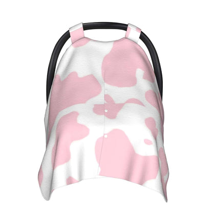 Jendfert Pink Cow Print Baby Car Seat Cover and Nursing Cover, Rayon