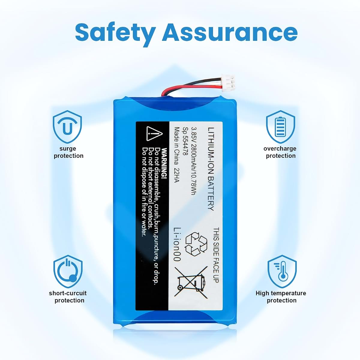 BabyOneStop 2800mAh Replacement Battery For Infant Optics DXR-8 PRO