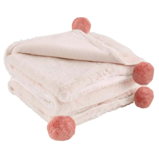 Stephan Baby Plush Blankets - Gift Boxed Fleece Lined Faux Fur Throw Blanket with Pom Poms, 30" x 40", Ballet Shoes