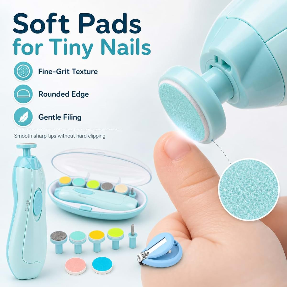 Gnker Baby Nail Trimmer, Electric File With LED Light (photo 4)