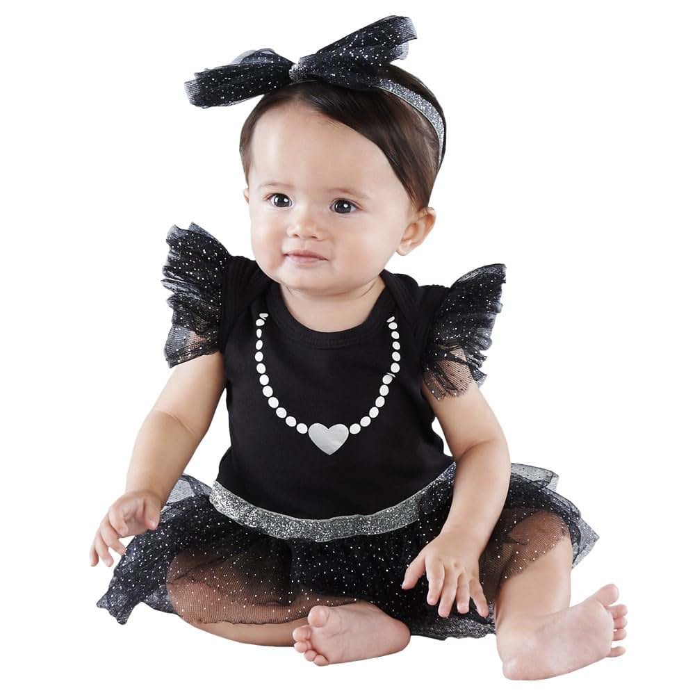 Baby Aspen My First Party Dress with Headband, Black/White/Silver (photo 2)