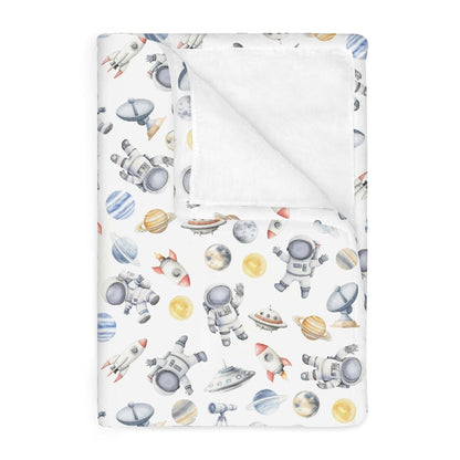 Space Astronaut Watercolor Flannel Swaddle Blankets for Infant and Toddler