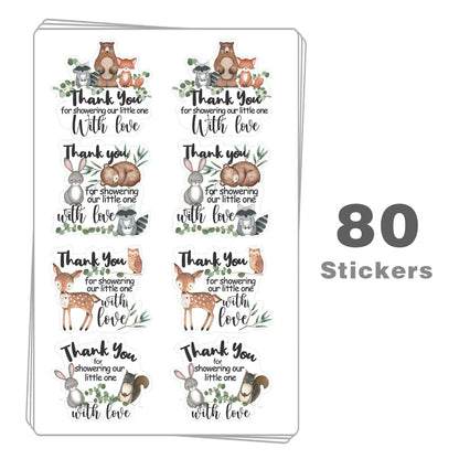 Kaecery Woodland Animal Thank You Stickers Label Set