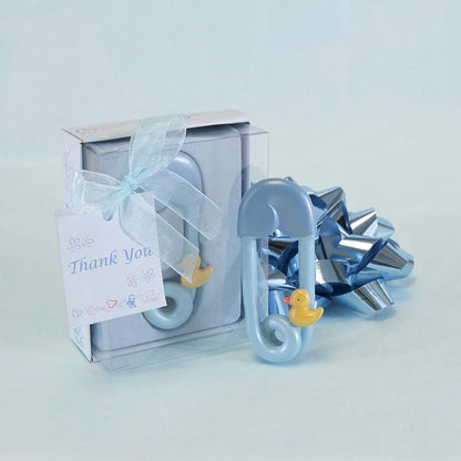 Lunaura Baby Keepsake Blue Safety Pin Duck Favors Set of 12