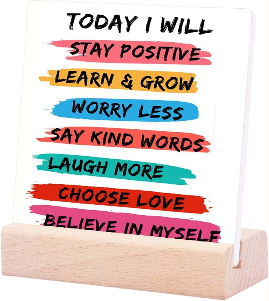 Bedency Today I Will Stay Positive Motivational Desk Decoration