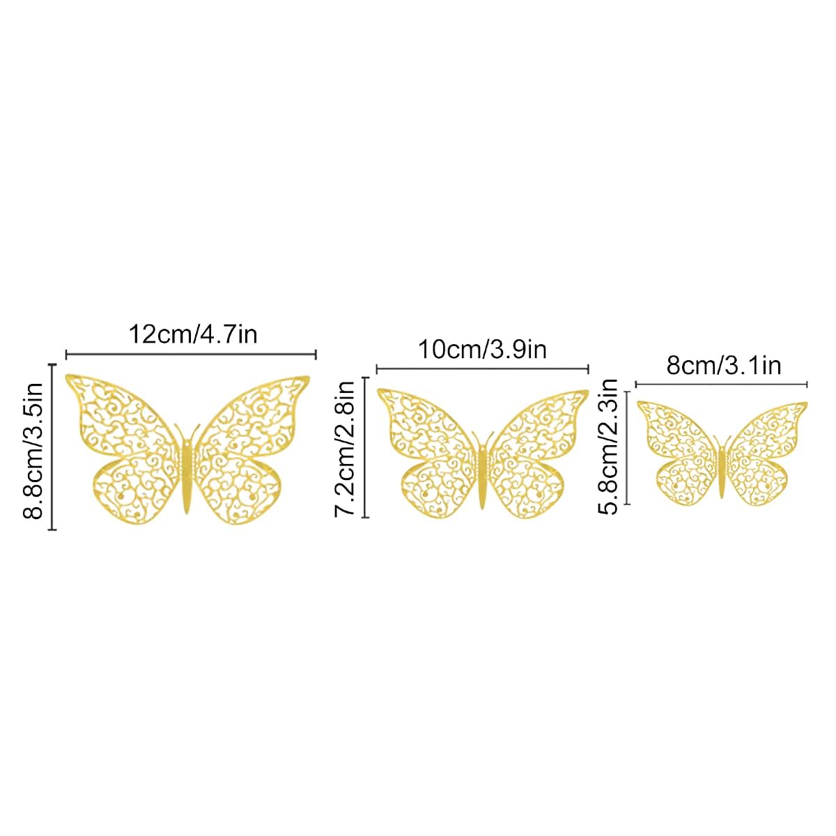 Rncoze 36 Pcs 3D Butterfly Wall Stickers In Gold (photo 4)