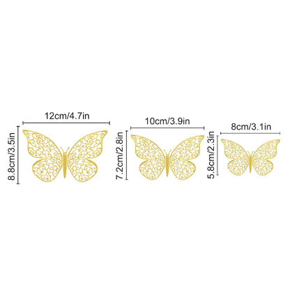 Rncoze 36 Pcs 3D Butterfly Wall Stickers In Gold (photo 4)