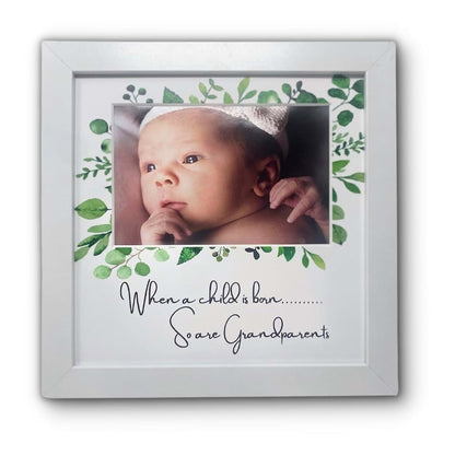 WillaBees First Grandchild Picture Frame White 8x8 Frame Photo for Grandparent Gift